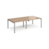 Adapt double back to back desks 2400mm x 1200mm - silver frame Beech top - E2412-S-B
