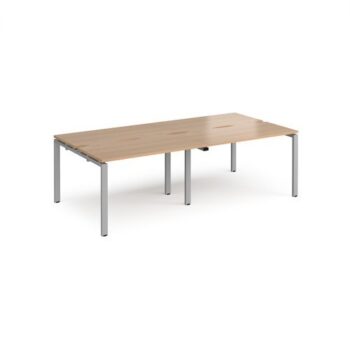 Adapt double back to back desks 2400mm x 1200mm - silver frame Beech top - E2412-S-B