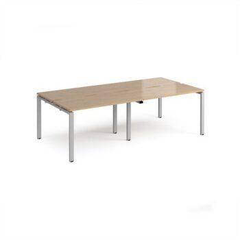 Adapt double back to back desks 2400mm x 1200mm - silver frame Kendal Oak Top - E2412-S-KO