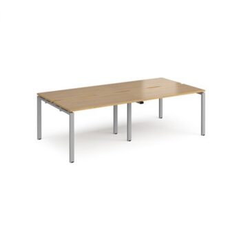 Adapt double back to back desks 2400mm x 1200mm - silver frame Oak Top - E2412-S-O