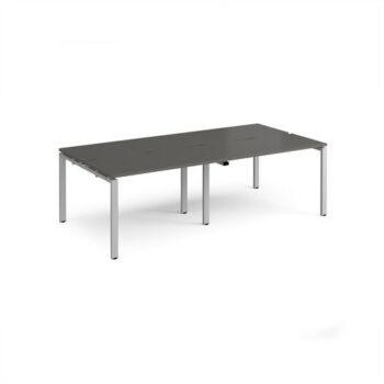 Adapt double back to back desks 2400mm x 1200mm - silver frame storm grey top - E2412-S-OG