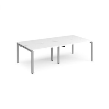 Adapt double back to back desks 2400mm x 1200mm - silver frame White Top - E2412-S-WH