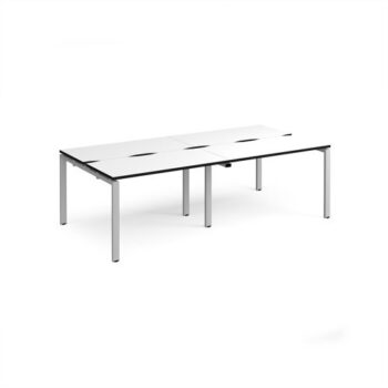 Adapt double back to back desks 2400mm x 1200mm - silver frame White Top black edge - E2412-S-WK