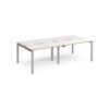 Adapt double back to back desks 2400mm x 1200mm - silver frame White Top with oak edging - E2412-S-WO