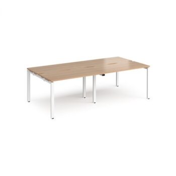 Adapt double back to back desks 2400mm x 1200mm - white frame Beech top - E2412-WH-B
