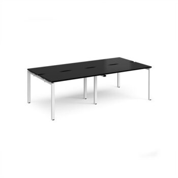 Adapt double back to back desks 2400mm x 1200mm - white frame black top - E2412-WH-BK