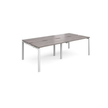 Adapt double back to back desks 2400mm x 1200mm - white frame Grey Oak Top - E2412-WH-GO