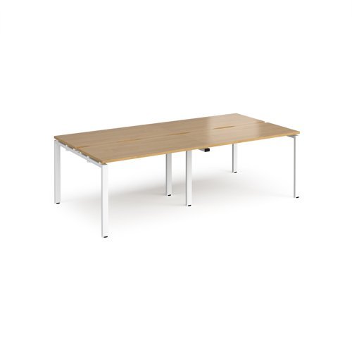 Adapt double back to back desks 2400mm x 1200mm - white frame Oak Top - E2412-WH-O
