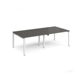 Adapt double back to back desks 2400mm x 1200mm - white frame storm grey top - E2412-WH-OG