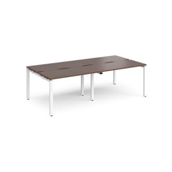 Adapt double back to back desks 2400mm x 1200mm - white frame Walnut top - E2412-WH-W