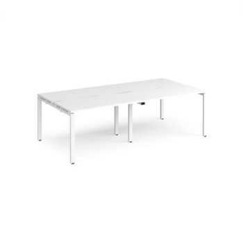 Adapt double back to back desks 2400mm x 1200mm - white frame White Top - E2412-WH-WH