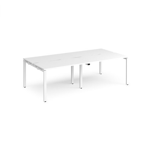 Adapt double back to back desks 2400mm x 1200mm - white frame White Top - E2412-WH-WH