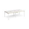 Adapt double back to back desks 2400mm x 1200mm - white frame White Top with oak edging - E2412-WH-WO