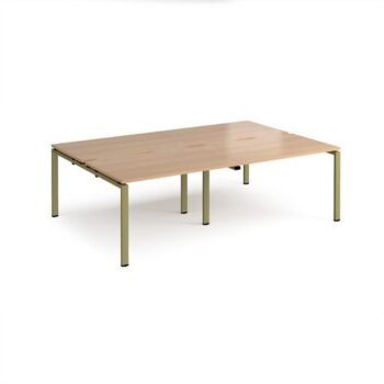 Adapt double back to back desks 2400mm x 1600mm - green frame Beech top - E2416-GN-B