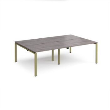 Adapt double back to back desks 2400mm x 1600mm - green frame Grey Oak Top - E2416-GN-GO