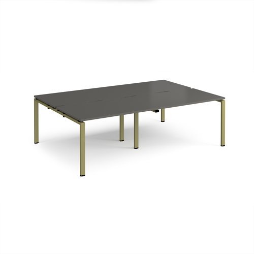 Adapt double back to back desks 2400mm x 1600mm - green frame storm grey top - E2416-GN-OG
