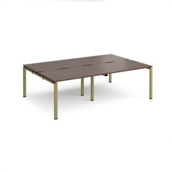 Adapt double back to back desks 2400mm x 1600mm - green frame Walnut top - E2416-GN-W