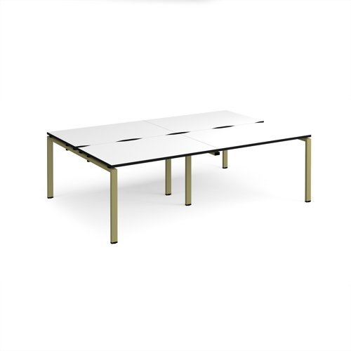 Adapt double back to back desks 2400mm x 1600mm - green frame White Top black edge - E2416-GN-WK