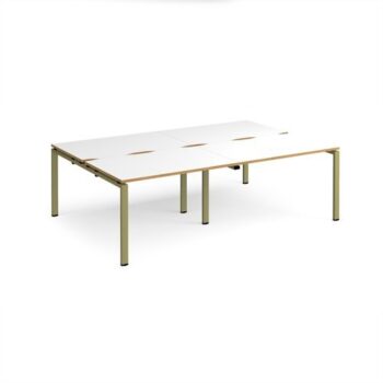 Adapt double back to back desks 2400mm x 1600mm - green frame White Top oak edge - E2416-GN-WO