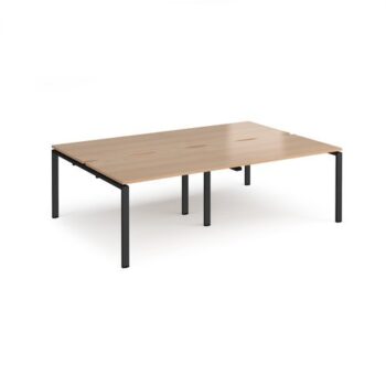 Adapt double back to back desks 2400mm x 1600mm - black frame Beech top - E2416-K-B