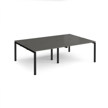 Adapt double back to back desks 2400mm x 1600mm - black frame storm grey top - E2416-K-OG