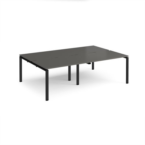 Adapt double back to back desks 2400mm x 1600mm - black frame storm grey top - E2416-K-OG