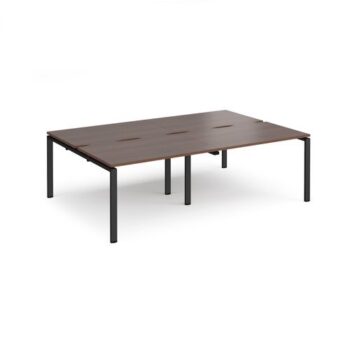 Adapt double back to back desks 2400mm x 1600mm - black frame Walnut top - E2416-K-W
