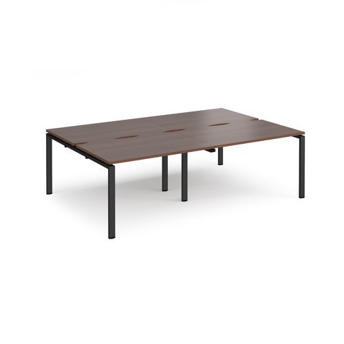 Adapt double back to back desks 2400mm x 1600mm - black frame Walnut top - E2416-K-W