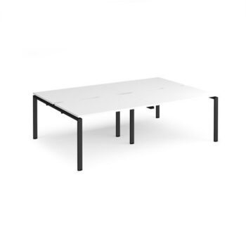 Adapt double back to back desks 2400mm x 1600mm - black frame White Top - E2416-K-WH