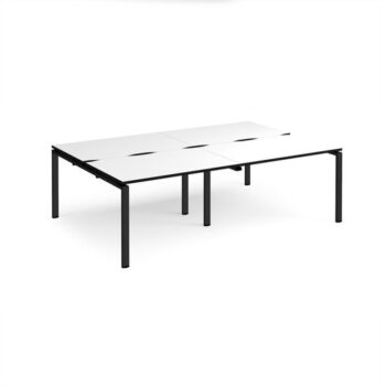 Adapt double back to back desks 2400mm x 1600mm - black frame White Top black edge - E2416-K-WK