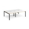 Adapt double back to back desks 2400mm x 1600mm - black frame White Top with oak edging - E2416-K-WO
