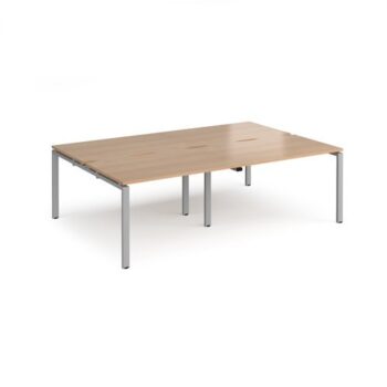 Adapt double back to back desks 2400mm x 1600mm - silver frame Beech top - E2416-S-B