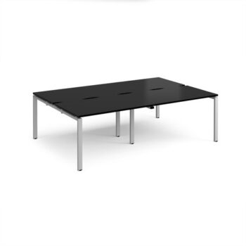 Adapt double back to back desks 2400mm x 1600mm - silver frame black top - E2416-S-BK