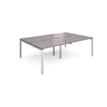Adapt double back to back desks 2400mm x 1600mm - silver frame Grey Oak Top - E2416-S-GO