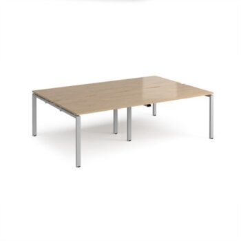 Adapt double back to back desks 2400mm x 1600mm - silver frame Kendal Oak Top - E2416-S-KO