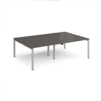 Adapt double back to back desks 2400mm x 1600mm - silver frame storm grey top - E2416-S-OG