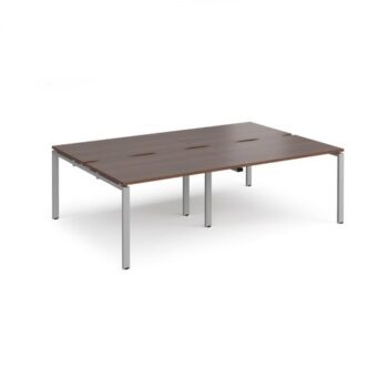 Adapt double back to back desks 2400mm x 1600mm - silver frame Walnut top - E2416-S-W