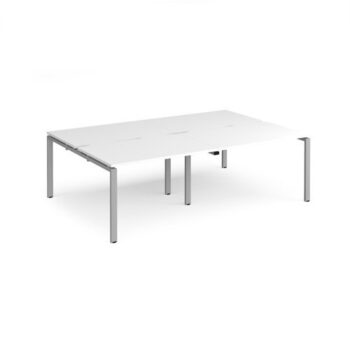 Adapt double back to back desks 2400mm x 1600mm - silver frame White Top - E2416-S-WH