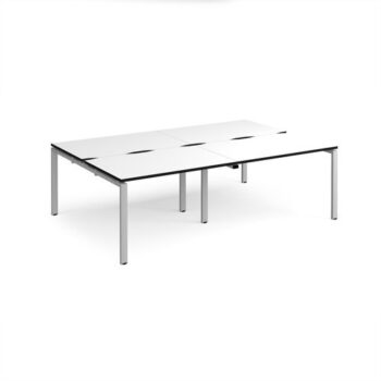 Adapt double back to back desks 2400mm x 1600mm - silver frame White Top black edge - E2416-S-WK