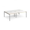 Adapt double back to back desks 2400mm x 1600mm - silver frame White Top with oak edging - E2416-S-WO