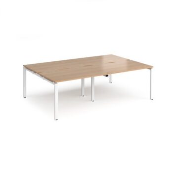 Adapt double back to back desks 2400mm x 1600mm - white frame Beech top - E2416-WH-B