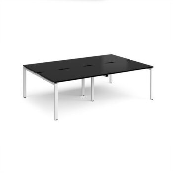 Adapt double back to back desks 2400mm x 1600mm - white frame black top - E2416-WH-BK