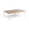 Adapt double back to back desks 2400mm x 1600mm - white frame Kendal Oak Top - E2416-WH-KO