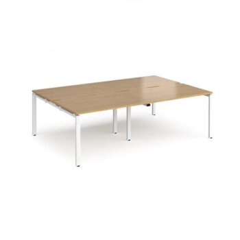 Adapt double back to back desks 2400mm x 1600mm - white frame Oak Top - E2416-WH-O