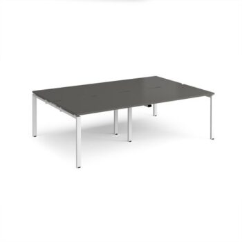 Adapt double back to back desks 2400mm x 1600mm - white frame storm grey top - E2416-WH-OG