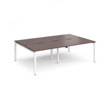 Adapt double back to back desks 2400mm x 1600mm - white frame Walnut top - E2416-WH-W