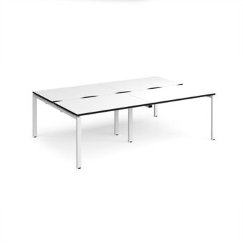 Adapt double back to back desks 2400mm x 1600mm - white frame White Top black edge - E2416-WH-WK