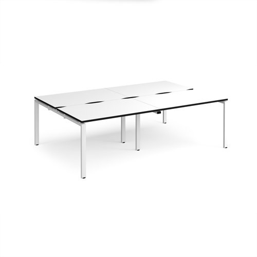 Adapt double back to back desks 2400mm x 1600mm - white frame White Top black edge - E2416-WH-WK