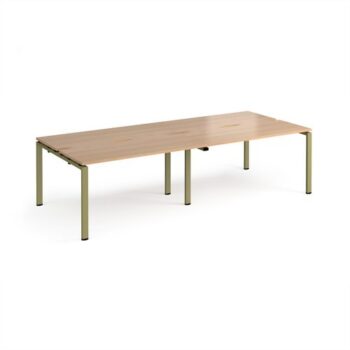 Adapt double back to back desks 2800mm x 1200mm - green frame Beech top - E2812-GN-B
