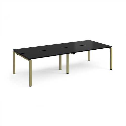 Adapt double back to back desks 2800mm x 1200mm - green frame black top - E2812-GN-BK